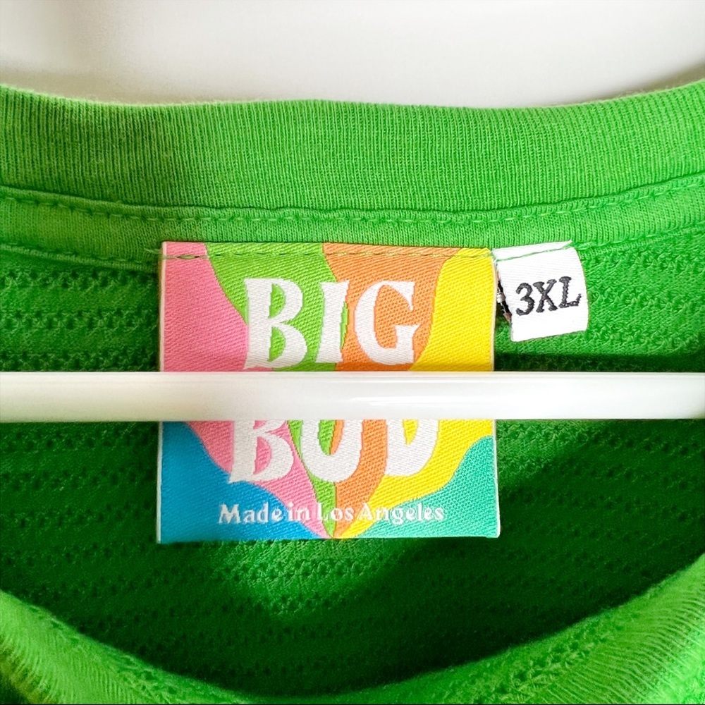 Big Bud Press Cropped Honeycomb Tee Bright Green Short Sleeve Crew Neck Size 3X - Picture 5 of 9